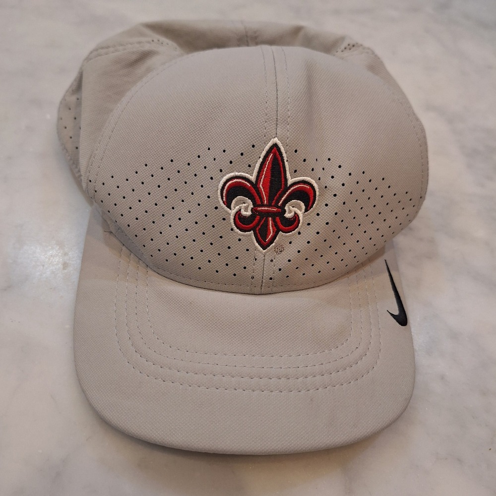 Nike ULL Hat Mens OS Grey Louisiana Fleur De Lis Classic99 Dri-FIT Ragin Cajuns
